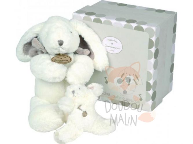  lapin bonbon boîte à musique taupe blanc bébé 